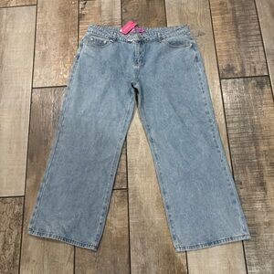 Edikted Wide leg light blue jeans women's XL Petite NWT